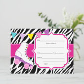 Vul blanks invitatie rolschaatsen zebra in kaart (Staand voorkant)