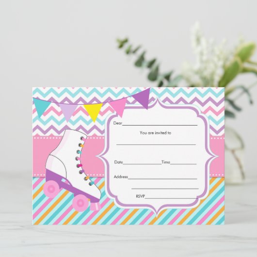 Vul blanks uitnodiging rolschaatsen in (Staand voorkant)