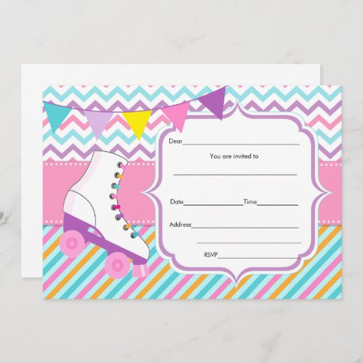 Vul blanks uitnodiging rolschaatsen in (Voorkant / Achterkant)