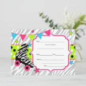 Vul blanks uitnodiging rolschaatsen neon in (Staand voorkant)