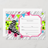 Vul blanks uitnodiging rolschaatsen neon in (Voorkant / Achterkant)