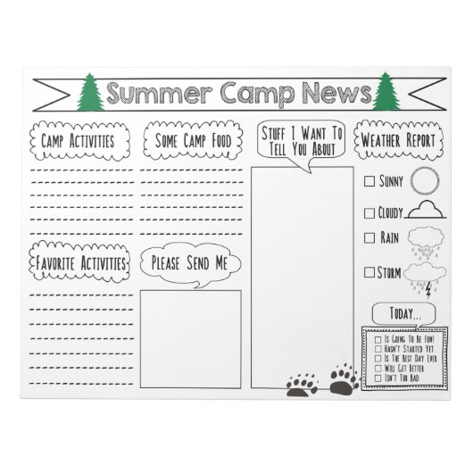 Vul Camp Letter Summer Camp Briefpapier in Notitieblok (Voorkant)