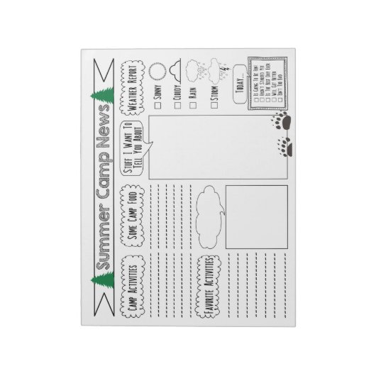 Vul Camp Summer Camp Letter in Notitieblok (Linkerzijde)