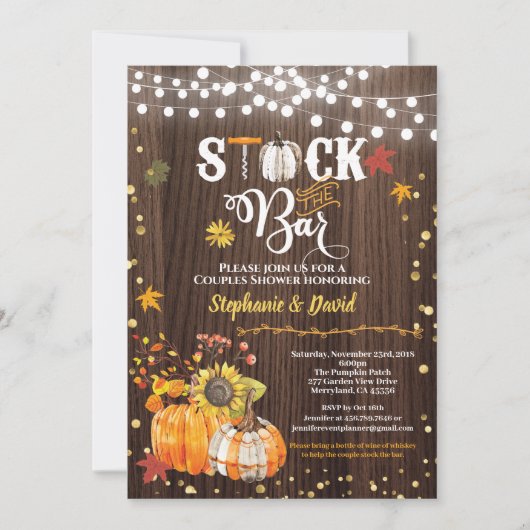 Vul de bar uitnodiging. Herfst pompoen rustieke ho Kaart (Voorkant)