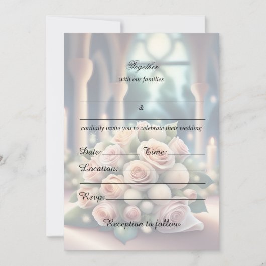 Vul de blanco bloemenbruiloft uitnodiging in (Voorkant)