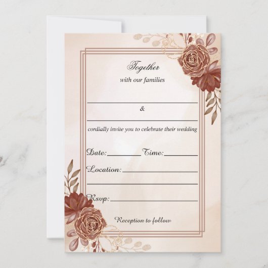 Vul de blanco bloemenbruiloft uitnodiging in (Voorkant)