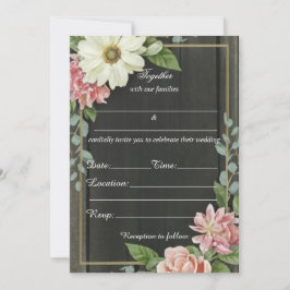 Vul de blanco bloemenrustieke bruiloft uitnodiging