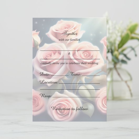 Vul de blanco bruiloft bloemenuitnodiging in kaart (Staand voorkant)