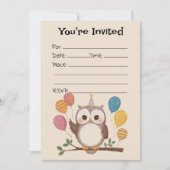 Vul de blanco uil verjaardagsuitnodiging in kaart (Voorkant)