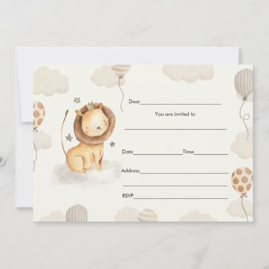 Vul de blanco-uitnodiging leeuw-birtdhay in kaart (Voorkant)