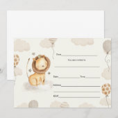 Vul de blanco-uitnodiging leeuw-birtdhay in kaart (Voorkant / Achterkant)