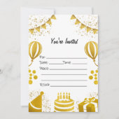Vul de blanco verjaardag goudfolie uitnodiging in (Voorkant)