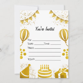 Vul de blanco verjaardag goudfolie uitnodiging in