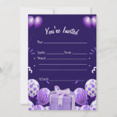 Vul de blanco verjaardagsuitnodiging in kaart (Voorkant)