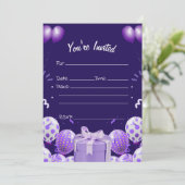 Vul de blanco verjaardagsuitnodiging in kaart (Staand voorkant)