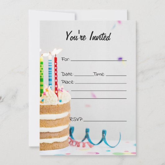 Vul de blanco verjaardagsuitnodiging in kaart (Voorkant)