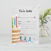 Vul de blanco verjaardagsuitnodiging in kaart (Staand voorkant)