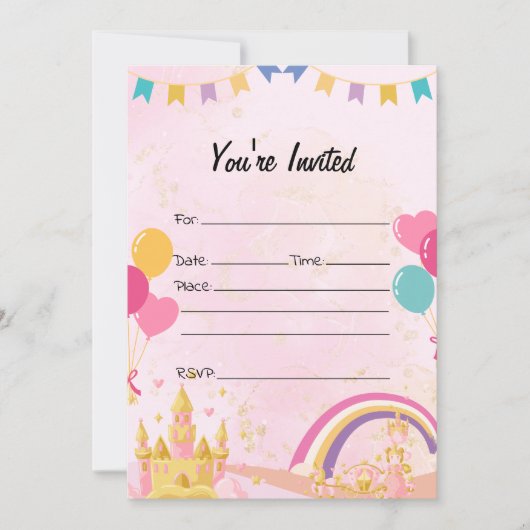 Vul de blanco verjaardagsuitnodiging in kaart (Voorkant)