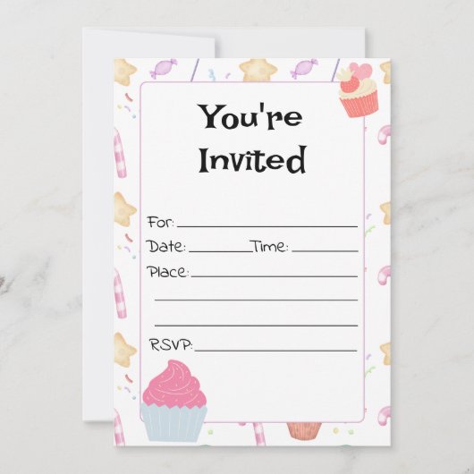 Vul de blanco verjaardagsuitnodiging in kaart (Voorkant)