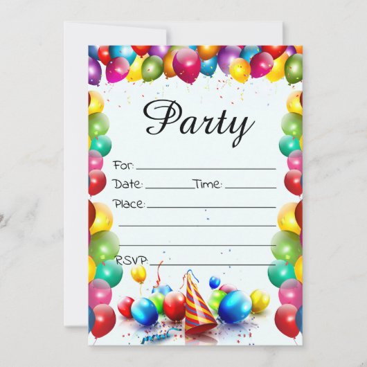 Vul de blanco verjaardagsuitnodiging in kaart (Voorkant)