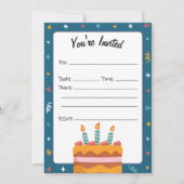 Vul de blanco verjaardagsuitnodiging in kaart (Voorkant)