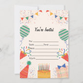 Vul de blanco verjaardagsuitnodiging in kaart (Voorkant)