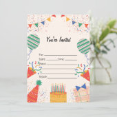 Vul de blanco verjaardagsuitnodiging in kaart (Staand voorkant)