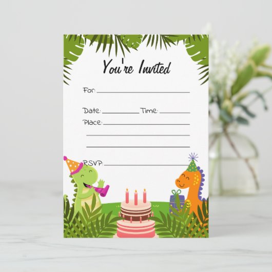 Vul de blanco verjaardagsuitnodiging in kaart (Staand voorkant)