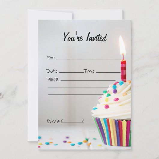 Vul de blanco verjaardagsuitnodiging in kaart (Voorkant)