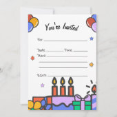 Vul de blanco verjaardagsuitnodiging in kaart (Voorkant)