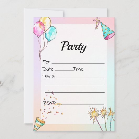 Vul de blanco verjaardagsuitnodiging in kaart (Voorkant)
