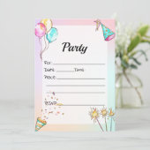 Vul de blanco verjaardagsuitnodiging in kaart (Staand voorkant)