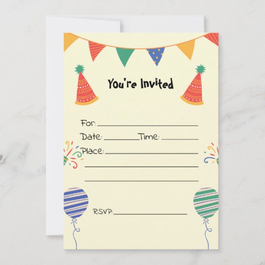 Vul de blanco verjaardagsuitnodiging in kaart (Voorkant)