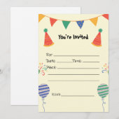 Vul de blanco verjaardagsuitnodiging in kaart (Voorkant / Achterkant)