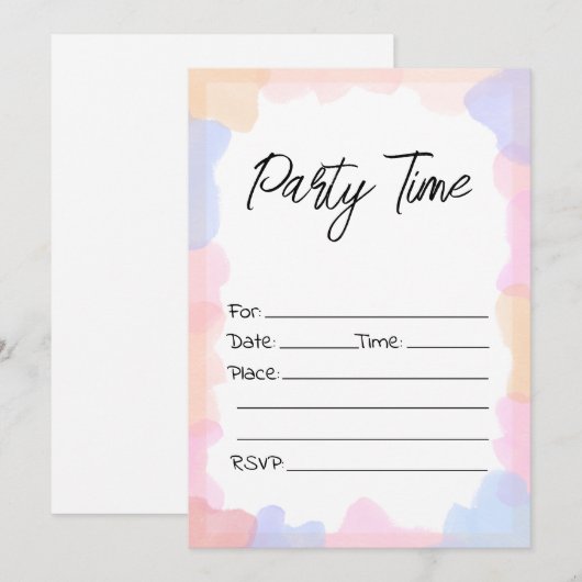 Vul de blanco verjaardagsuitnodiging in kaart (Voorkant / Achterkant)