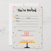 Vul de Blank Confetti Verjaardagsuitnodiging in Kaart (Voorkant)