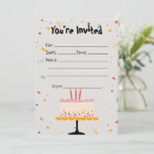 Vul de Blank Confetti Verjaardagsuitnodiging in Kaart (Staand voorkant)