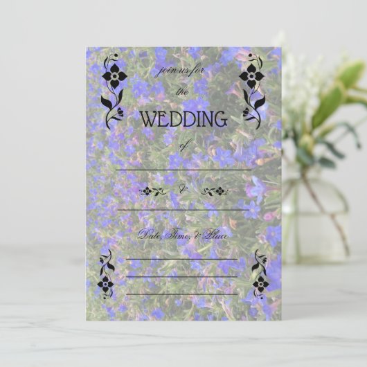 Vul de Blank Floral Wedding Uitnodiging in (Staand voorkant)