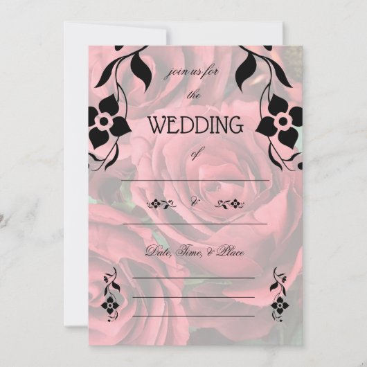 Vul de Blank Floral Wedding Uitnodiging in (Voorkant)