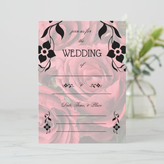 Vul de Blank Floral Wedding Uitnodiging in (Staand voorkant)