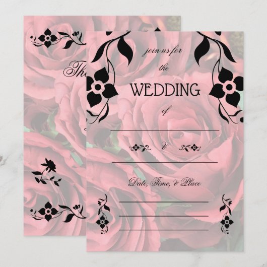 Vul de Blank Floral Wedding Uitnodiging in (Voorkant / Achterkant)