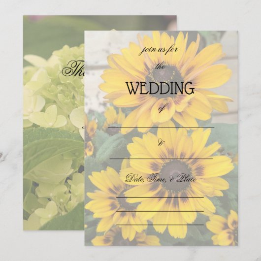 Vul de Blank Floral Wedding Uitnodiging in (Voorkant / Achterkant)