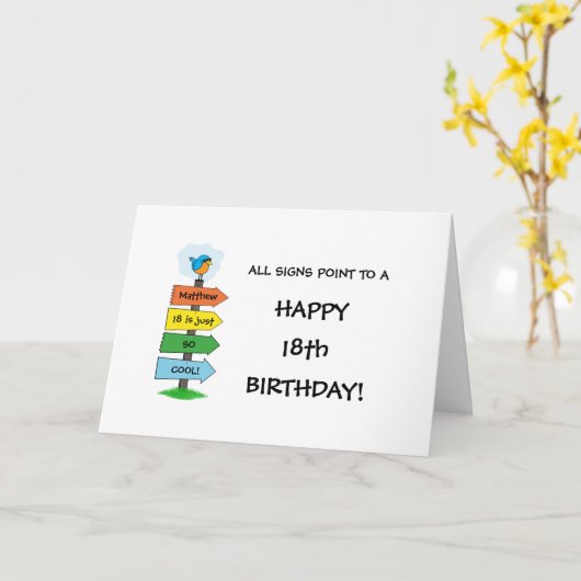 Vul de borden Leuke 18e verjaardag Kaart (Gele Bloem)