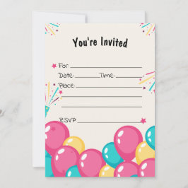 Vul de lege ballonnen verjaardagsuitnodiging in kaart
