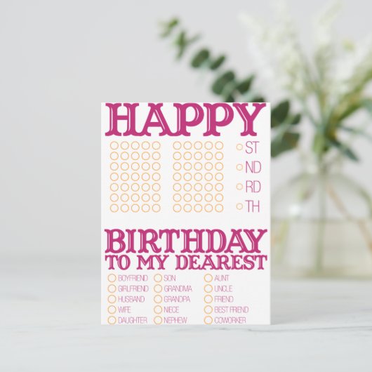 Vul de lege Happy Birthday in! Briefkaart (Staand voorkant)