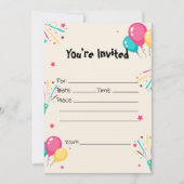 Vul de lege uitnodiging voor verjaardagsballonnen (Voorkant)