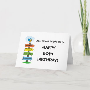 Vul de Signs Fun 50th Birthday Card in Kaart