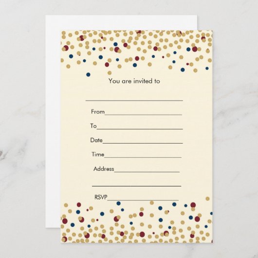 Vul de uitnodiging in voor de goudmarjodie van de (Voorkant / Achterkant)