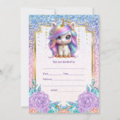 Vul eenhoorn uitnodiging in (Voorkant)