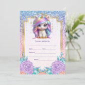 Vul eenhoorn uitnodiging in (Staand voorkant)